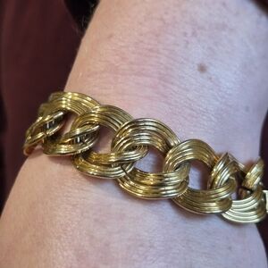 Vintage Monet Double Gold Chain Bracelet 7"